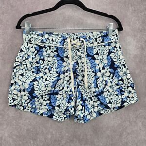 Syko Blue White Floral Board Swim Trunks Beach Tropical Pants Shorts Small 7